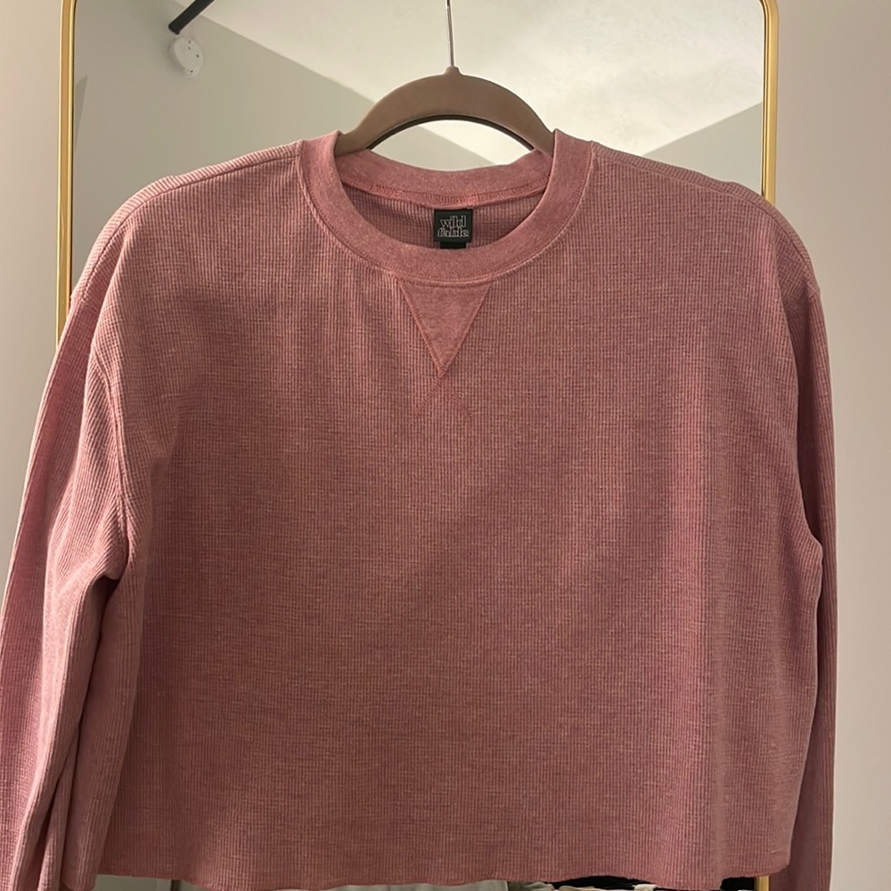 Wild fable (Target) cropped waffle long sleeve shirt